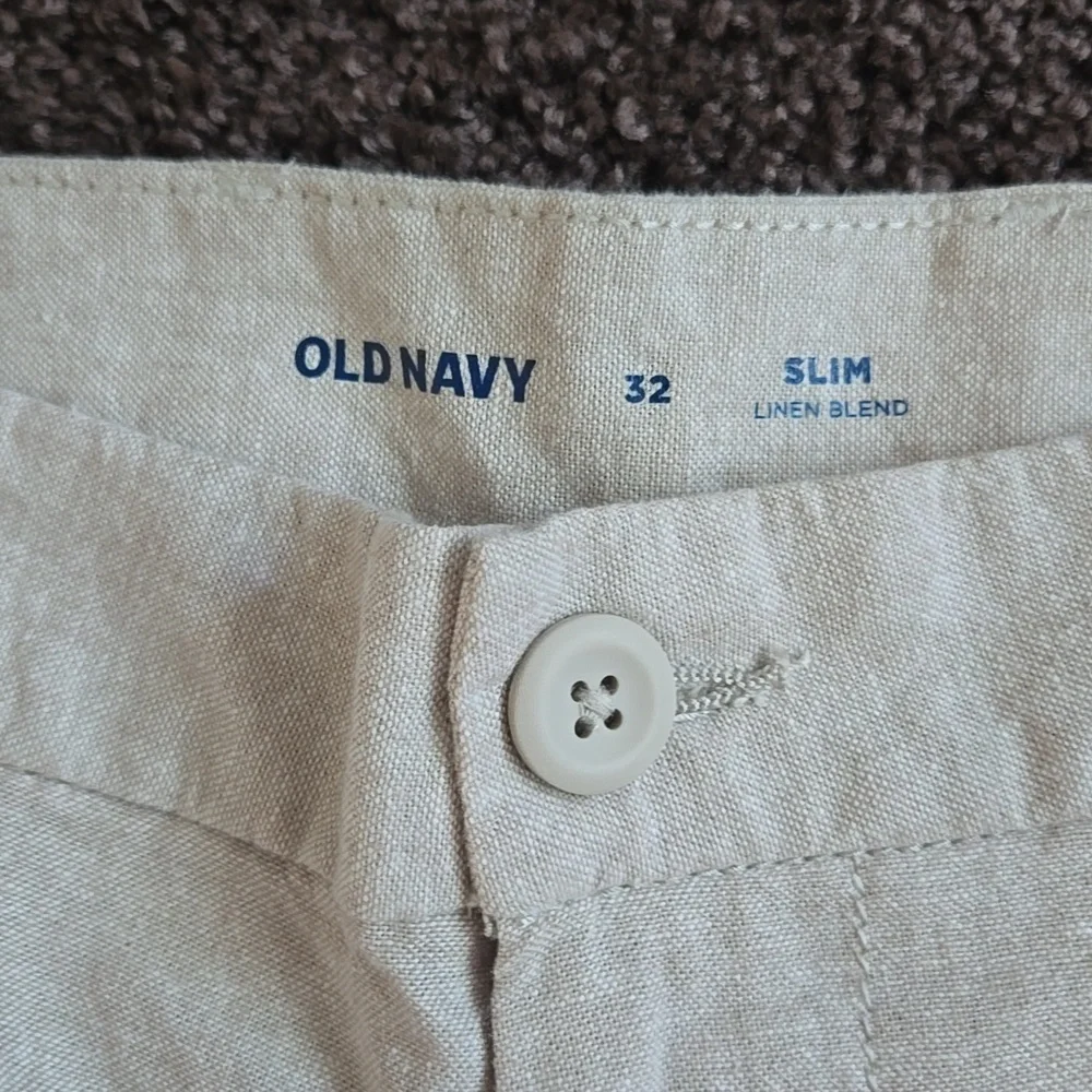 NEW Old Navy Flax Light Beige Linen Blend Shorts 32